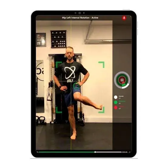 Kinetisense 3D motion capture on a tablet measuring a man standing on one leg